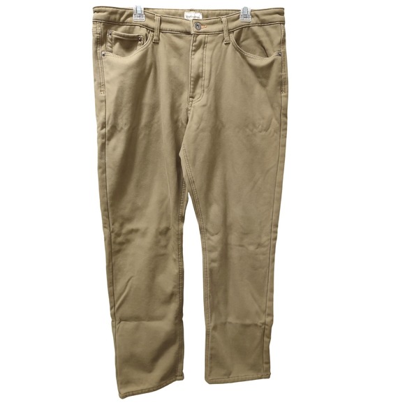 Weatherproof Vintage Regular Fit Mens Khaki Fleece Lined Pants Casual 36x32 - Picture 1 of 8